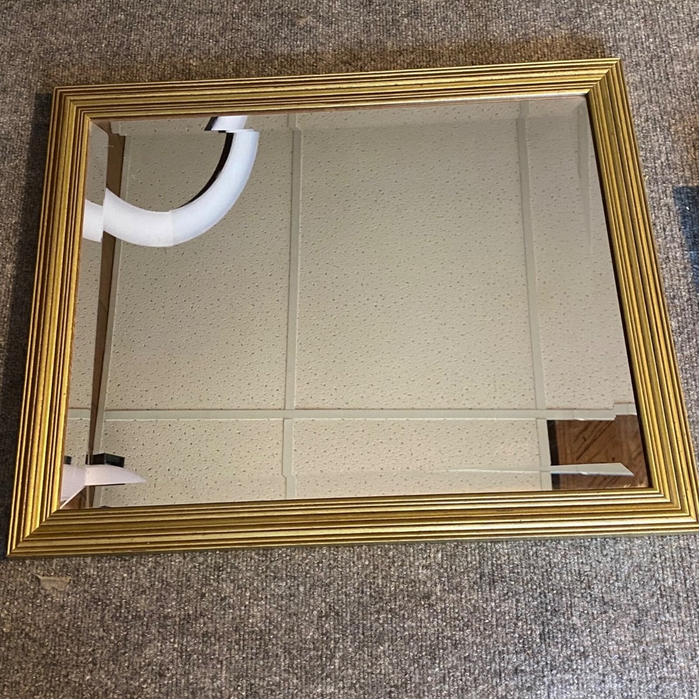Vintage Gold Framed Beveled Wall Mirror 23x18.5 Heavy Retro Traditional Regency‎
